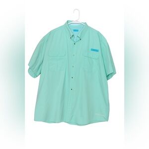 Tuna Men's 4XL SPF UV Sun Protection Fishing Hiking Shirt, Aqua/Green